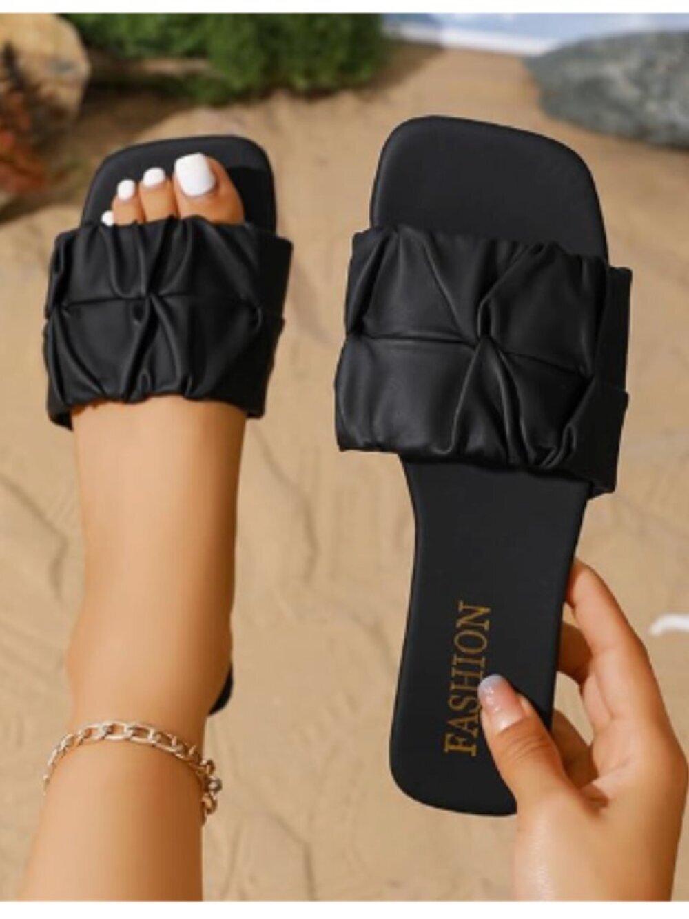 New Women's Fashion Sandals Black Size 10 - Picture 4 of 4